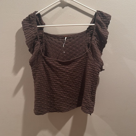 Free People Forever Now Crochet Ruffle Sleeve Top Large - Picture 3 of 7